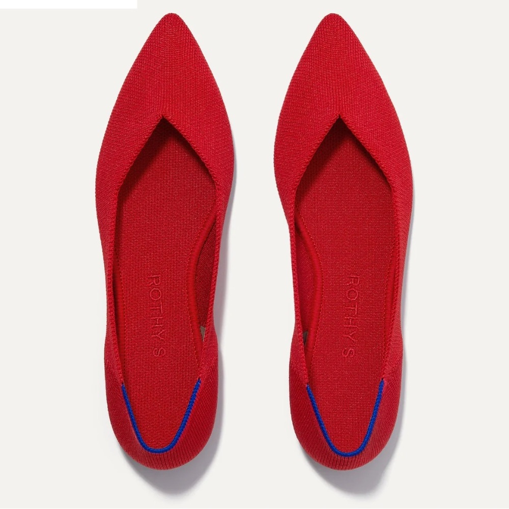 Rothy's The Point Red Pointed Toe Flats Size 8.5